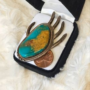 Bear paw turquoise brooch